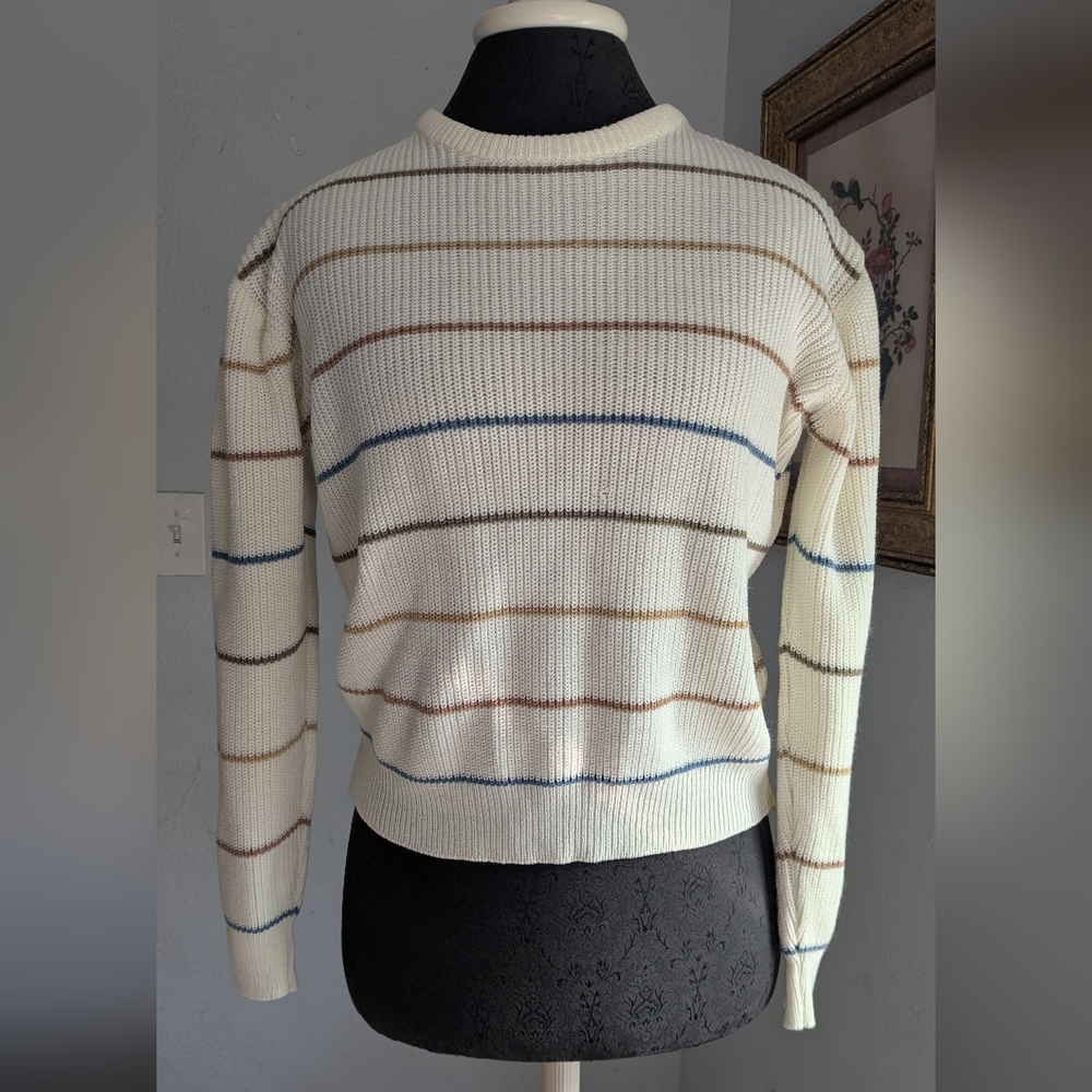1970s  Striped Cream Sweater